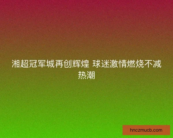湘超冠军城再创辉煌 球迷激情燃烧不减热潮